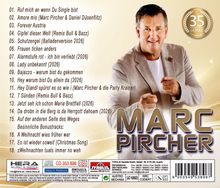 Ein Album-Cover mit weißem Hintergrund zeigt Titelliste und einen Mann. Ein rundes goldfarbenes Emblem feiert "35 JAHRE".