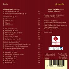 "Ophelia" von Richard Strauss, Miriam Kutrowatz (Sopran), Andreas Fröschl (Klavier), Gramola. Enthält 20 Musikstücke.