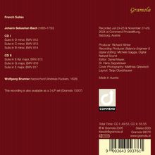French Suites. Johann Sebastian Bach (1685–1750). CD I: Suites BWV 812-814. CD II: Suites BWV 815-817. Wolfgang Brunner. Harpsichord (Andreas Ruckers, 1628). Aufnahme in Salzburg. Logo und Barcode unten rechts.