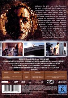 Text: "Nachdem die Welt von Cyber-Monstern, die sich heimtückisch..."  
Ein Gesicht aus brüchigen, goldenen Fragmenten, darunter Filmszenen.