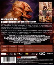 "ERSTMALS IN DER UNGESCHNITTENEN UNRATED VERSION" steht über einem furchterregenden Monsterbild. Drei Filmfotos zeigen actionreiche Szenen.