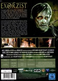 "Der Exorzist III" ist in großen Buchstaben oben. Rechts ein gruseliges Gesicht, links Text über den Film. Unten Filmcredits.