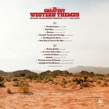 Titel: THE GREATEST WESTERN THEMES. Darunter Wüstenszenerie mit Buschwerk und fernen Hügeln.