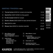Oben steht "MARTINO TRAVERSA (*1960)". 

Im Bild ist das Logo von KAIROS abgebildet. 

Rechts ein Barcode.