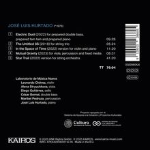 Titel und Komponist: José Luis Hurtado. Fünf Musikstücke, Gesamtzeit 76:04. Instrumente und Mitwirkende benannt.