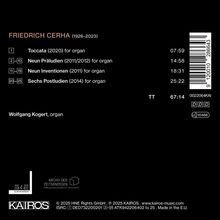 Friedrich Cerha (1926–2023), Toccata, Neun Präludien, Neun Inventionen, Sechs Postludien; Wolfgang Kogert, Orgel.