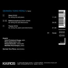 Germán Toro Pérez, Musikstücke: Ordo, Rulfo/voces/ecos, Trazos. Mitwirkende: Ivana Pristašová-Zaugg und andere.