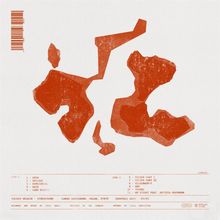 Trackliste in zwei Spalten. Links Seite A: Open, Origami, Homecoming, Whirl, Curb Nights. Rechts Seite B: Golden Part I & II, Netherworld, ARP, Ironic, No Stuart. Orange abstrakte Formen im Hintergrund.