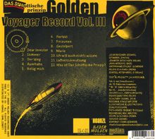 CD-Cover: "Golden Voyager Record Vol. III" mit Titelliste und Künstlerinformationen. Saturn, Mond und Rakete illustriert.