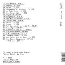 Trackliste mit Titeln und Zeiten, z.B. "01 Das Wandern (02:41)"; total time: 66:43. Performed by Musicbanda Franui.