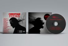 "Christian Fetish" in roter gotischer Schrift. Dunkle Silhouette eines schreienden Gesichts, Rauchwolken im Hintergrund.