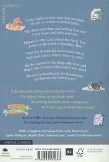 Texte und Illustrationen mit Fantasiewesen, ein Gedicht lädt zu skurrilen Abenteuern ein. Vintage Classics, empfohlen ab 8 Jahren.