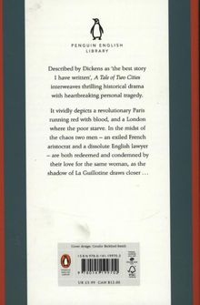 Text über "A Tale of Two Cities" beschreibt eine dramatische, historische Erzählung im revolutionären Paris und London. Oben ein Pinguin-Logo.