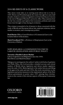 2006 Re-Issue eines Klassikers. Studien über Arbeitsrecht seit 1945. Autoren: Paul Davies, Mark Freedland. Oxford Logo unten.