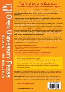 "Talk For Writing in the Early Years: How to teach story and rhyme, involving families 2-5 years."  
  
Ein orangefarbener Buchrücken von Open University Press.