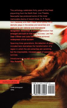 Anthologie feiert 30 Jahre Autorenschaft im Nordosten, mit Einführung von Lee Hall. Im Hintergrund verschwommene Kunst.