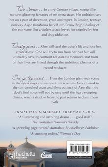 "Two women...; Twenty years...; One guilty secret...; Praise for Kimberley Freeman’s DUET: 'An interesting and involving drama...'"