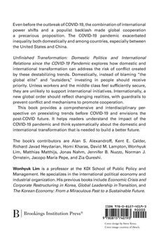 Ein Buchrückentext beschreibt internationale Kooperationen und Transformationen nach COVID-19. Enthält Autorennamen.