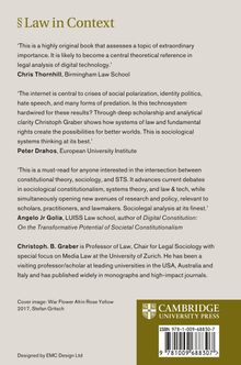 „§ Law in Context“ - Zitate von Chris Thornhill, Peter Drahos, Angelo Jr Golia über Christoph B. Grabers Werk. Cambridge University Press-Logo unten.