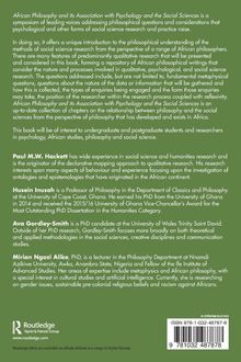 Titel: African Philosophy and its Association with Psychology and the Social Sciences. Beschreibung von Autoren und ihren Forschungsbereichen. ISBN 978-1-032-48787-8.
