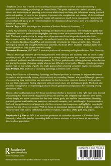 Rezensionen und Beschreibung eines Buches über Doktorandenausbildung in der Psychologie. Logo unten: Routledge.