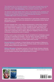 Zitate über das Buch "Queer Theory Now" und Informationen zu den Autoren Hannah McCann und Whitney Monaghan.
