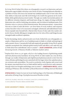 Buchbeschreibung mit Zitaten und Autoreninfos zu "Living Worth" von Stefan Ecks. Anthroplogische Forschung über Antidepressiva.