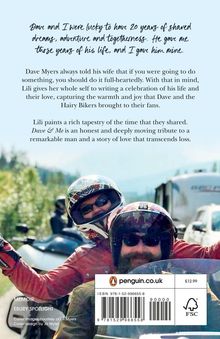 Texte: Dave and I were lucky to have 20 years of shared dreams, adventure, and togetherness. Bild: Zwei Menschen auf einem Motorrad.