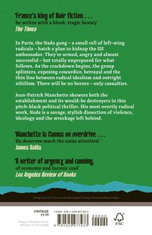 Text von "The Times", "James Sallis" und "Los Angeles Review of Books" lobt Noir-Fiktion, beschreibt Handlung mit Gewalt und Nihilismus.