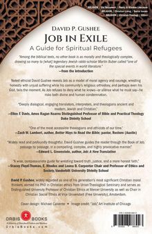 Titel: "David P. Gushee: Job in Exile - A Guide for Spiritual Refugees". Zitate und Beschreibung des Autors. Logo: Orbis Books.