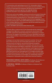 Buchrückseite mit Zitaten und Inhaltsbeschreibung über US-Venezolanische Beziehungen, Autoren: Francisco Miguel Soto Oráa, H. Michel Tarver.