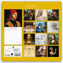 "DA VINCI 16-Month 2027 Calendar", ein Kalender mit berühmten Da Vinci-Werken und der Monat August 2027 hervorgehoben.