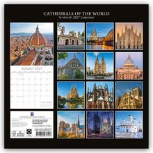 „Cathedrals of the World“, Kalender für 2027. Verschiedene Fotos von Kathedralen weltweit. Monatsübersicht August 2027.