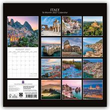 „ITALY 16-Month 2027 Calendar. AUGUST 2027.“ Kalenderbilder zeigen italienische Landschaften und berühmte Sehenswürdigkeiten.