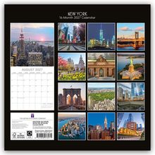 „NEW YORK 16-Month 2027 Calendar“, „AUGUST 2027“. Fotos von New Yorker Sehenswürdigkeiten, Kalenderansicht.
