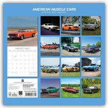 "AMERICAN MUSCLE CARS" über 12 Auto-Fotos. "16-Month 2027 Calendar" darunter. August 2027 Kalender links.
