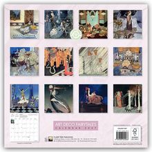 „ART DECO FAIRYTALES CALENDAR 2027“. Zwölf kunstvolle Illustrationen in Reihen, darunter märchenhafte Szenen.