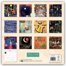 "PAUL KLEE CALENDAR 2027". Zwölf bunte abstrakte Gemälde in einem Rasterformat, unten Kalenderblatt für September.