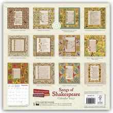 "Fool's Song, from Twelfth Night", "Serenade, from Cymbeline". Kalender 2027, dekorative Designs mit Mustern.