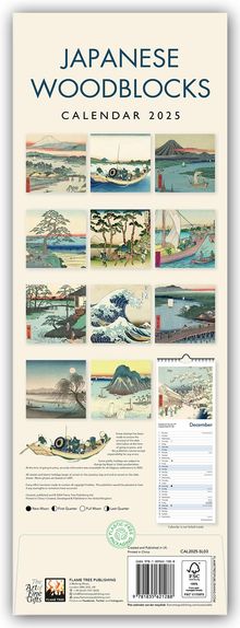 Tree Flame: Japanese Woodblocks - Japanische Holzschnitte - Slimline-Kalender 2025, Kalender