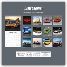 "LAMBORGHINI 16-Month 2027 Calendar" zeigt mehrere Modelle des sportlichen Autoherstellers für jeden Monat.
