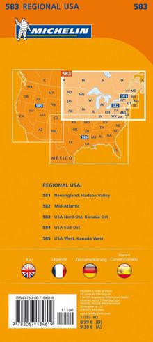 Michelin Regionalkarte USA Nordost, Kanada Ost 1 : 2 400 000, Karten