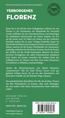 Text auf grünem Hintergrund: "Verborgenes Florenz". Autoren: Niccolò Rinaldi und Paola Maresca. Ein Reiseführer.
