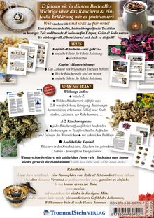 Buchbeschreibung zum Thema Räuchern: Anleitungen, Anwendungen und Inhaltsstoffe mit vielen Bildern. Herausgeber: TrommelStein Verlag.