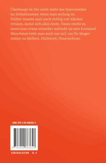 Oben humorvoller Text über das Älterwerden, unten ISBN und Preisangabe. Hintergrund: Orange, schlichtes Design.
