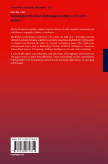 Rotes Cover mit intensivem Text über die "Proceedings of the Future Technologies Conference (FTC) 2025, Volume 1."