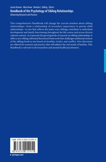 "Handbook of the Psychology of Sibling Relationships" von Laurie Kramer u.a., blauer Hintergrund, ISBN, Barcode.