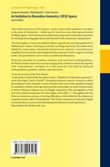 Text auf gelbem Hintergrund: "Lecture Notes in Mathematics 2395". Titel: "An Invitation to Alexandrov Geometry: CAT(0) Spaces".