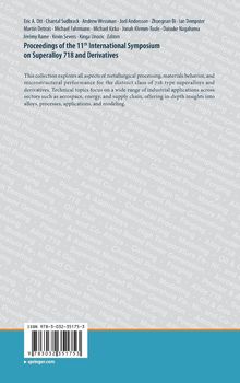 Titel: "Proceedings of the 11th International Symposium on Superalloy 718 and Derivatives." ISBN unten. Grauer Hintergrund mit wiederholtem Text.