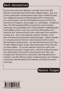 Maurus Furger: Der Mistrade-Entscheid der SIX Swiss Exchange, Buch